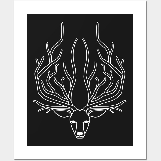 Forest Elk (White) Wall Art by Blue Guy